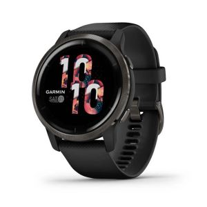 Garmin Venu 2 Slate Bezel with Black Case and Silicone Band