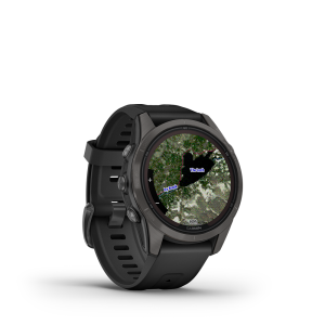 Garmin fēnix 7S Pro, Sapphire Solar Edition - Carbon Grey DLC Titanium with Black Silicone Band