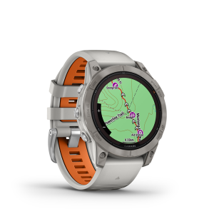 Garmin fenix 7 Pro, Sapphire Solar Edition - Titanium with Fog Grey/Ember Orange Silicone Band