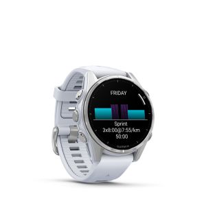 Garmin fēnix® 8 – 43 mm, AMOLED Silver with Whitestone silicone band