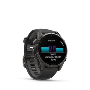 Garmin fēnix® 8 – 43 mm, AMOLED Sapphire, Carbon grey DLC titanium with Black/pebble grey silicone band