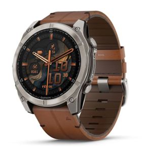 Garmin fēnix 8 - 51 mm, AMOLED, Sapphire Bare Ti w/Chestnut Leather Band