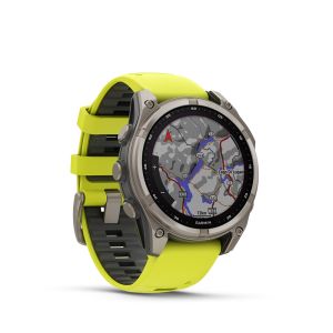 Garmin fēnix® 8 – 47 mm, Solar, SapphireSapphire, Titanium with Amp yellow/graphite silicone band