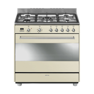 Smeg 90cm 5 Burner Cream Gas/Electric Stove - SSA91MAP9