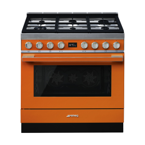 Smeg 90cm Portofino 6 Burner Gas Stove Orange - CPF9GMOR