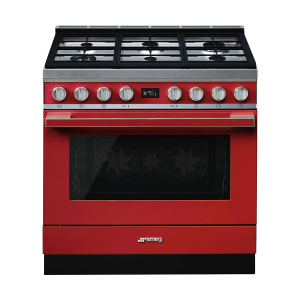 Smeg 90cm Portofino 6 Burner Gas Stove Red - CPF9GMR