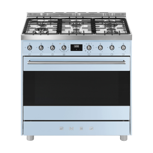 Smeg 90cm Sinfonia 6 Burner Gas/Electric Stove Pastel Blue - C9MAAZSSA9