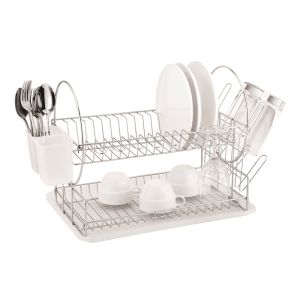 Casa Catania 202 2 Tier Chrome-plated Dish Drainer - Clear White