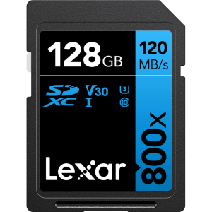  Lexar 128GB Professional SD 800x 120MB/s (Class 10, UHS-1) (120MB/s Read & 45MB/s Write) 