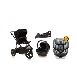 Noola Sprint 5in1 Travel System Midnight Black with iSize Car Seat & ISOFIX & ONE360