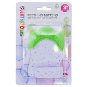 Snookums Teething Mittens - Green Stars