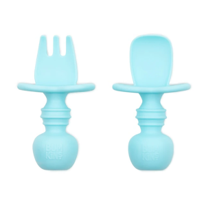 4aKid Baby Silicone Spoon & Fork Set - Blue 