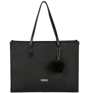 Supanova Pompom Ladies Laptop Bag - Black