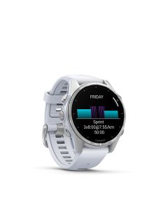 Garmin fēnix® 8 – 43 mm, AMOLED Silver with Whitestone silicone band