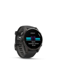 Garmin fēnix® 8 – 43 mm, AMOLED Sapphire, Carbon grey DLC titanium with Black/pebble grey silicone band