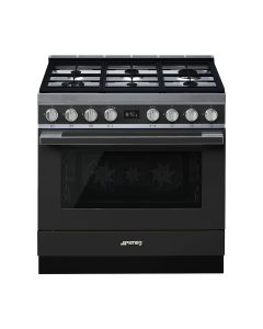 Smeg 90cm Portofino 6 Burner Gas Stove Anthracite - CPF9GMAN