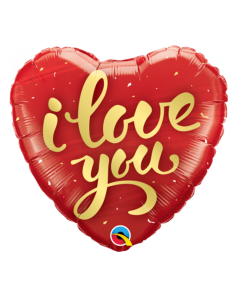 18 INCH FOIL HEART I LOVE YOU GOLD SCRIPT 